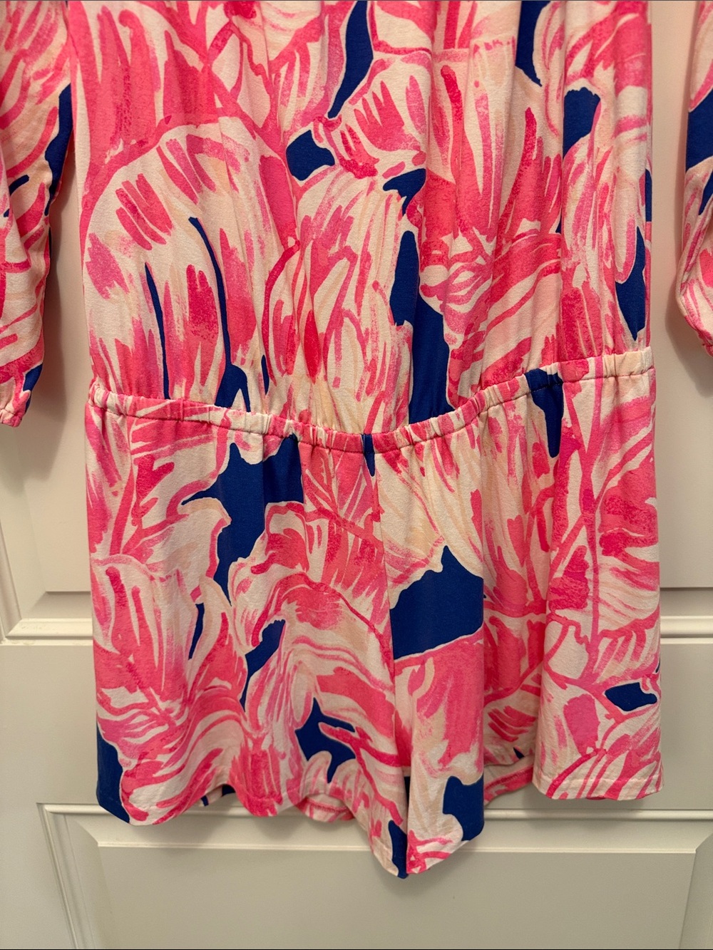 Lilly Pulitzer Pink & Blue Tropical Print Women's Shorts Romper Jumpsuit medium - Picture 4 of 5